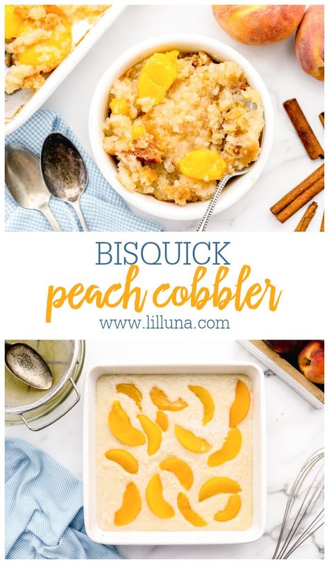 Easy Bisquick Peach Cobbler a summertime favorite and one of our most popular desserts! It's the perfect ending to any meal. #bisquickpeachcobbler #peachcobbler #peach #cobbler Bisquick Peach Cobbler, Cobbler With Bisquick, Peach Cobbler With Bisquick, Homemade Chocolate Truffles, Dessert Truffles, Most Popular Desserts, Homemade Cheesecake, Biscuit Mix, Peach Cobbler Recipe