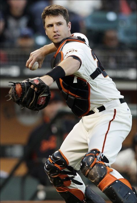 March 27th--today is Buster Posey's Birthday! He was born in Leesburg, Georgia in 1987 and he has been pretty busy since! Rookie of the Year in 2010, League MVP in 2012, 2 World Series rings and the list goes on and on. He is married to his high school sweetheart, Kristen and they are the proud parents of twins! Happy Birthday Buster! Sf Giants Baseball, San Francisco Giants Baseball, Baseball Catcher, Buster Posey, Giants Baseball, Baseball Boys, Giants Fans, Mlb Players, Sf Giants