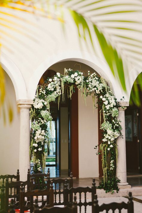 Floral Arbor, Hanging Amaranthus, Floral Ceremony, Margarita On The Rocks, Boda Mexicana, Ceremony Arch, Grand Cayman, Floral Arch, On The Rocks