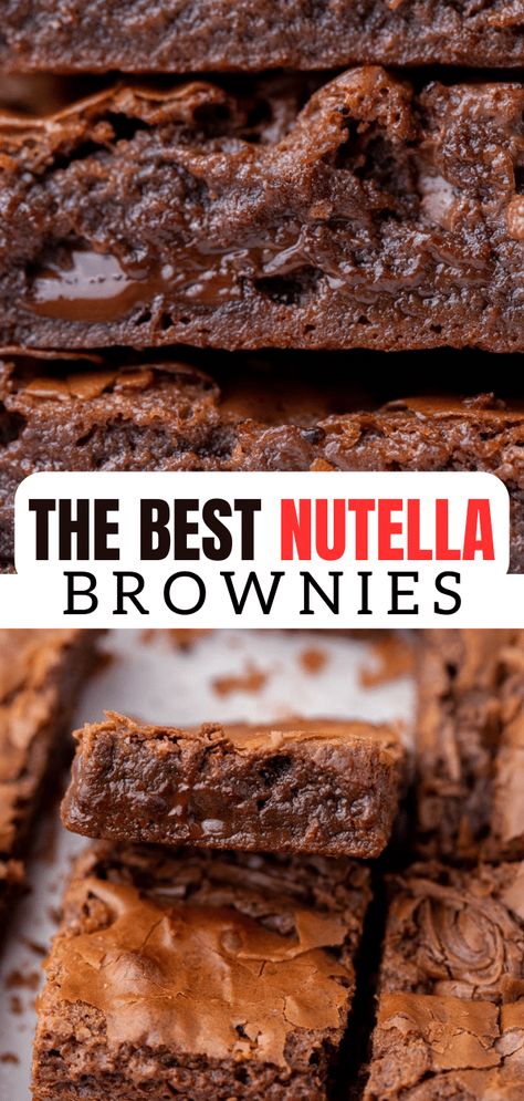 Nutella Brownies Recipe, Easy Nutella Brownies, Pops Recipes, Nutella Recipes Brownies, Live Well Bake Often, Easy Cakes, Nutella Desserts, Bakers Chocolate, Nutella Brownies