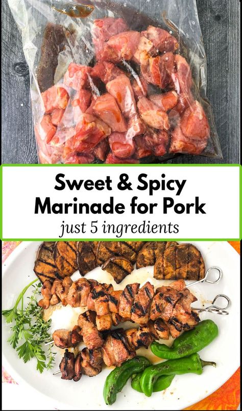 Pork Kebabs On The Grill, Pork Kabob Marinade, Asian Marinade For Pork, Honey Garlic Marinade, Pork Rib Marinade, Pork Marinade Recipes, Pork Stew Meat, Pork Kebabs, Pork Kabobs