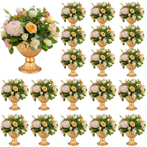 PRICES MAY VARY. Value Set: our mini gold metal wedding vases come in sets of 20, classic gold vases with a textured and metallic finish, enough for your party and easy replacements, as well as sharing with others. Decoration suitable for weddings, parties and other large events Product Size: the height of the mini metal center vase is 5.1 inches, and the upper and lower openings of the vase measure 5 x 4 inches, for your excellent purchasing experience, please confirm the size of our wedding va Compote Vase, Wedding Vase Centerpieces, Decoration For Wedding, Table Centerpiece Decorations, Pedestal Vase, Artificial Bouquet, Gold Vases, Mini Gold, Wedding Vases