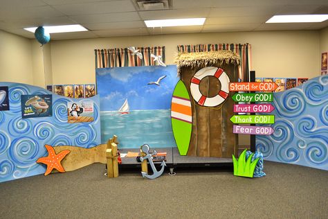 Lifesaver Lesson Time (Bible Lesson Time) at Ocean Commotion Vacation Bible School for 2016! Ocean Commotion Vbs, Surf Shack Vbs, Bible School Themes, Festa Hotel Transylvania, Vbs Ocean Theme, Ocean Vbs, Ocean Commotion, Beach Theme Classroom, Vacation Bible School Themes