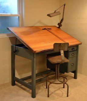 Antique Drafting Table, Desk Drawing, Drawing Desk, Drafting Table, Industrial Design Furniture, Drawing Table, Building Furniture, Vintage Industrial Furniture, Creative Spaces