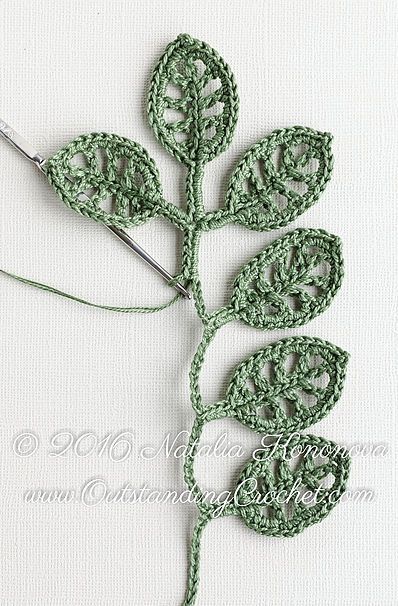 Crochet Herbs Pattern, Crochet Greenery Free Pattern, Crochet Vines And Leaves Pattern, Irish Crochet Tutorial, Art Au Crochet, Irish Pattern, Irish Lace Crochet Pattern, Irish Crochet Flowers, Crochet Pattern Tutorial