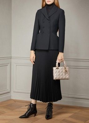 Women's Double-Breasted Bar Jacket | DIOR | 24S Bar Jacket, Dior 2019, Dior Jacket, Christian Dior Haute Couture, 가을 패션, Office Fashion, Office Outfits, Looks Vintage, Lady Dior