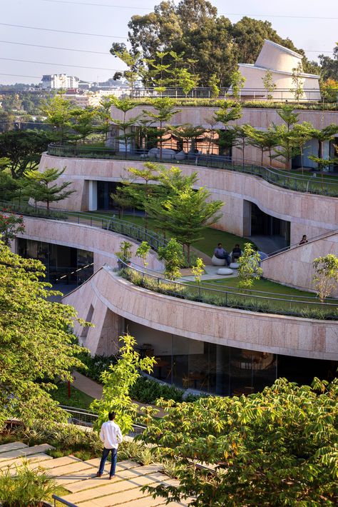 Green Terrace, Campus Design, Earth Sheltered, Eco City, Green Architecture, Organic Architecture, Green City, Roof Garden, Sustainable Architecture