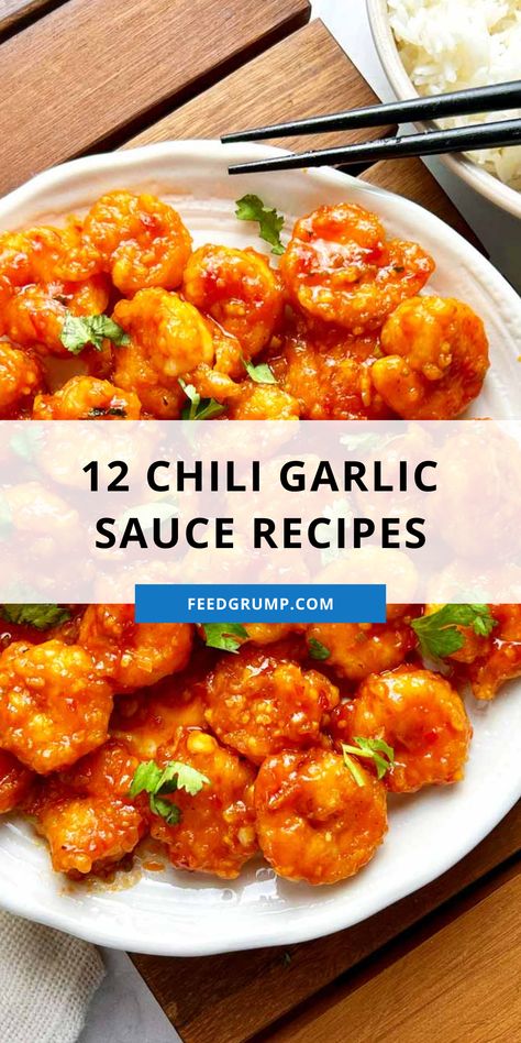 plate of chili garlic shrimp Asian Chili Sauce Recipes, Chinese Chili Garlic Sauce Recipes, Shrimp Stir Fry Sweet Chili Sauce, Chicken With Chili Garlic Sauce, Sweet Chili Sauce Ideas, Sweet Thai Chili Shrimp Stir Fry, Chili Garlic Sauce Chicken, Chili Garlic Sauce Recipes Chicken, Recipes Using Chili Garlic Sauce