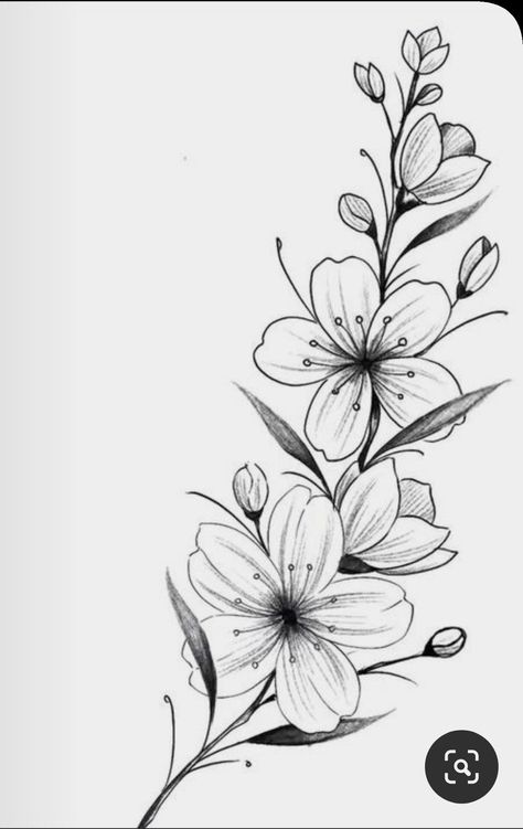 Drawing Of Flowers, 2024 Tattoo, Pencil Drawings Of Flowers, Flower Drawing Tutorials, Flower Drawing Design, Feminine Tattoo, Flower Art Drawing, Blossom Tattoo, Floral Tattoo Design