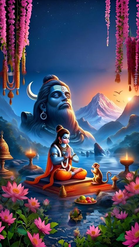 Lord Shiva And Hanuman Together, Shanidev And Hanuman Ji Together, Wallpaper Of Lord Shiva, Anjaneya Swamy Images, Sia Ram, Hanuman Ji Wallpaper, Anjaneya Swamy, Jai Bholenath, Guru Nanak Photo