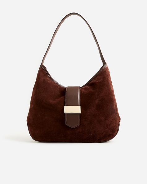 J.Crew: Berkeley Suede And Leather Shoulder Bag For Women Suede Purses And Handbags, Suede Shoulder Bag, Versatile Everyday Suede Shoulder Bag, Everyday Fall Suede Shoulder Bag, Brown Suede Shoulder Bag With Leather Handles, Everyday Brown Suede Shoulder Bag, Thrifted Handbags, Luxury Brown Suede Shoulder Bag, Closet Manifestation