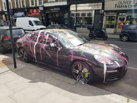 A PRICEY Porsche was last night vandalised in a belated April Fools ‘joke’ in a celeb haunt in London. The supercar worth £100,000 was spray painted with the words “April fool” and had its tyres slashed near Primrose Hill at around 1.30am. The words were sprayed on the Panamera S with a red paint over […] Car Spray Paint, April Fools Joke, Primrose Hill, April Fool, April Fools, Red Paint, Car Painting, 100 000, Spray Paint