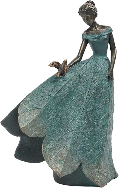 Guichifun Fairy Statue Collection Home Decoration - Leaf Angel Girls Resin Home Decor for Outside or Inside Rustic Garden Outdoor Yard Decorations Figurines Gift 5.5 x 3.25 x 8 Inch Fairy Sculpture, Resin Home Decor, Fantasy Figurine, Fairy Statues, Garden Figurines, Outdoor Living Decor, Garden Pottery, Green Bird, Outdoor Statues