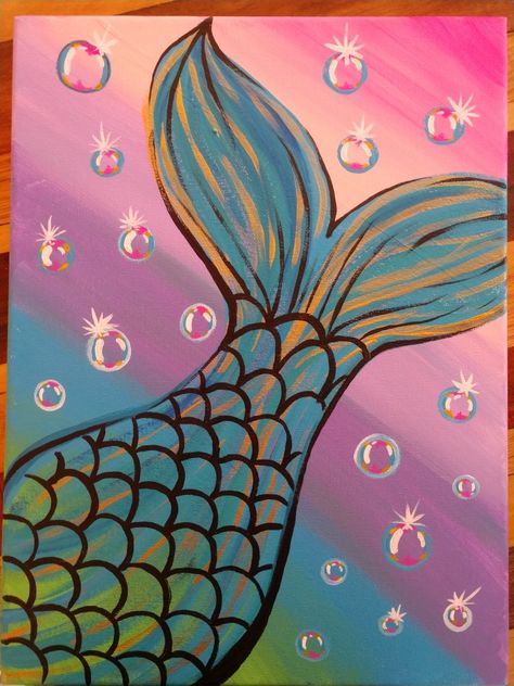 Mermaid scale tail acrylic painting sea bubbles Simple Mermaid Painting, Mermaid Art Easy, Mermaid Tail Painting Easy, Diy Mermaid Painting, Mermaid Painting Easy Canvases, Mermaid Easy Painting, Mermaid Acrylic Painting Easy, Easy Mermaid Painting, Mermaid Painting Easy