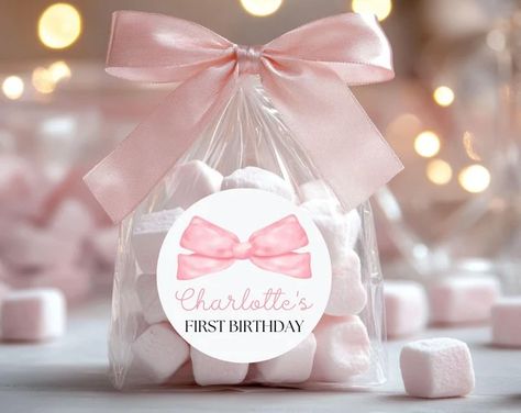 PinkSugarPaperie - Etsy Bow Birthday, Thank You Bags, Birthday Souvenir, Bow Coquette, Favors Birthday, Pink Coquette, Birthday Stickers, Large Gift, Coquette Bow