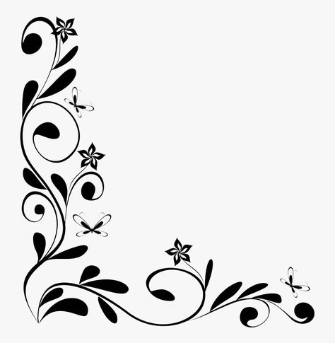 Rose Flower Border Design Drawing, Tela, Flower Boder Degin, Fancy Borders Design, Cartoon Border Design, Flower Border Design Simple, Floral Border Design Drawing, Black Border Design, Free Flower Clipart