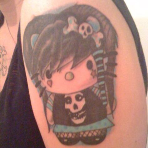 My punk rock hello kitty <3 one of my favorite tattoos I have Hello Kitty Skull Tattoo, Rock Hello Kitty, Evil Hello Kitty Tattoo, Punk Hello Kitty, Gothic Hello Kitty Tattoo, Zombie Hello Kitty Tattoo, Emo Skull Tattoo, Zombie Hello Kitty, Favorite Tattoos