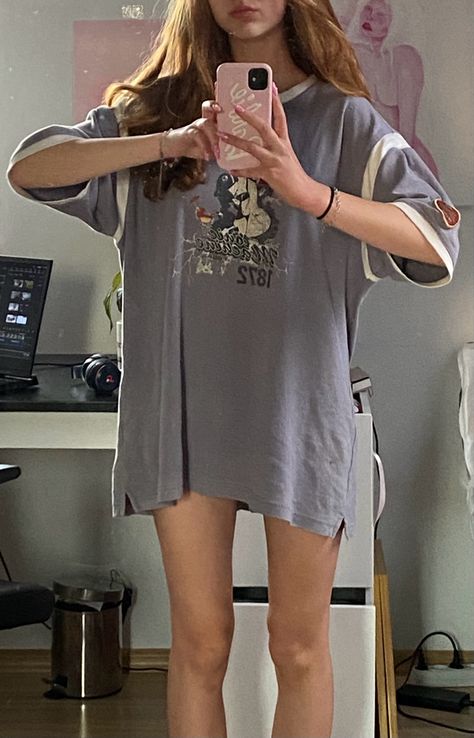 Really Oversized Shirt, Big Tee Aesthetic, Oversized Pajamas Aesthetic, Boyfriend Tshirt Aesthetic, Huge T Shirt Outfit, Huge Shirt Outfit, Big T Shirt Pajamas, Sleep Shirt Aesthetic, Big Shirt Pajamas Aesthetic