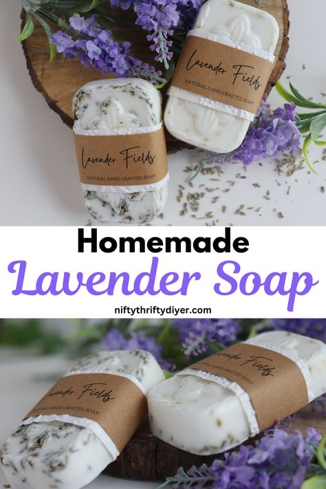 Homemade Lavender Soap ~ Nifty Thrifty DIYer Diy Lavender Soap, Soap Without Lye, Diy Soap Making, Soap Making Tutorials, Benefits Of Lavender, Diy Soap Bars, Homemade Soap Bars, Diy Lavender, Lavender Soap Bar