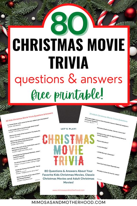 Looking for a fun activity this holiday season? This collection of 80+ Christmas Movie Trivia Questions and Answers is perfect for your next game night or holiday party! Christmas Jeopardy Questions, Christmas Jeopardy Questions And Answers, Jeopardy Questions And Answers, Holiday Jeopardy, Christmas Trivia For Kids, Movie Trivia Questions And Answers, Christmas Party Movie, Free Christmas Movies, Christmas Jeopardy