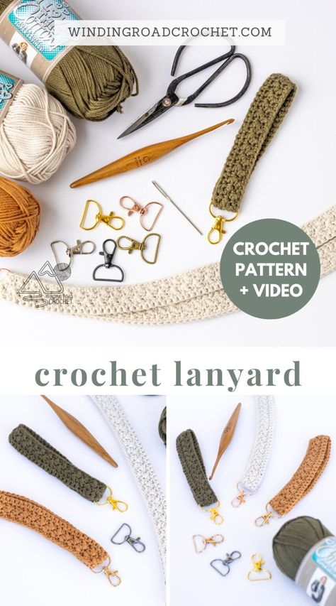 Elevate Your Accessories: Quick Crochet Lanyard Pattern + Video Walkthrough - Winding Road Crochet Crochet Lanyard Pattern, Crochet Bookmarks Free Patterns, Crochet Lanyard, Winding Road Crochet, Wristlet Patterns, Quick Crochet Gifts, Quick Crochet Projects, Ravelry Crochet, 4mm Crochet Hook