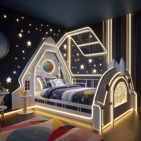 Spaceship Bed, Teen Room Aesthetic, Teen Girl Bedrooms Aesthetic, Kids Bedroom Space, Aesthetic Nursery, Girls Boho Bedroom, Nursery Themes Neutral, Magical Bedroom, Space Themed Room