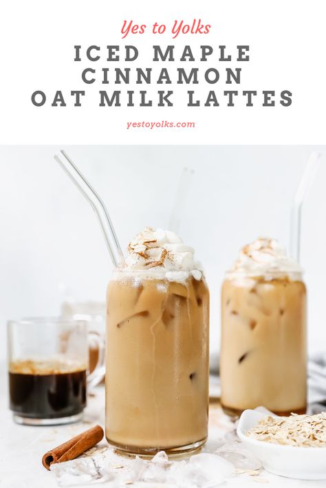 Iced Lattes, Vegan Drinks, Milk Shakes, Coffee Drink Recipes, Ice Coffee Recipe, Latte Recipe, Beginners Knitting, Smoothie Drinks, Oat Milk