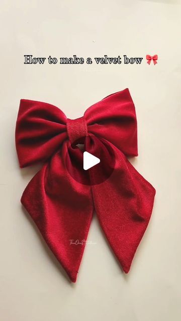 Fabric Bow Tutorial Large, How To Sew A Fabric Bow, Large Bow Pattern, Diy Girls Bows Hairbows, Velvet Bow Tutorial, Homemade Bows For Hair, Diy Fabric Bow Tutorial, How To Make A Velvet Bow, Diy Ribbon Bows For Hair