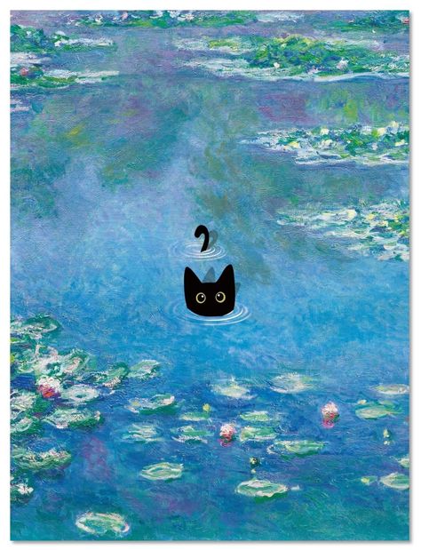 PRICES MAY VARY. Our Monet Water Lillies With Black Cat Wall Art Poster/Picture Pack Is Ideal For Decorations Of Home, Bedroom, Apartment, Living Room, Dining Room, Bathroom, College Dorm, Kitchen. The Pretty Cute Pictures Print Is Well Designed With Lovely Pattern: Black Cat In The Pond Of Water Lillies In Our Packages, 1 PCS 12x16 UNFRAMED Big Colorful Prints Are Made Of Premium Quality Canvas . The Set Is Well Packed In Protective Envelope In Flat. Each Beautiful Picture Print Are Giving Funn Black Cats Paintings, Art On Doors Paint, Cute Cats Painting, Easy Paintings On Canvas Flowers, Cat Drawing Canvas, Dorm Poster Wall Art Prints, Lily Pad Pond Painting, Door Paintings Bedroom, Large Art Ideas