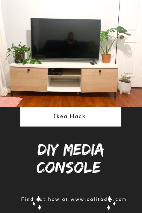 Here's a step by step guide to hack an Ikea media console to look like a piece for the furniture brand Article. Ikea Byas Tv Stand, Ikea Byas, Ikea Media Console, Ikea Tv Console, Ikea Tv Stand, Affordable Furniture Stores, Ikea Tv, Tv Stand Decor, Diy Tv Stand