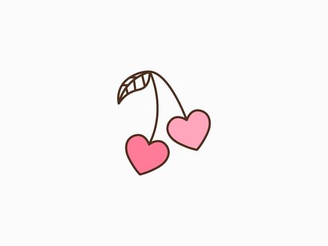 Cherry Hearts Icon by Melissa on Dribbble Hearts Icon, Pink Cherry Tattoo, Cherry Finger Tattoo, Heart Cherries, Mini Cherry Tattoo, Cute Cherry Tattoo Ideas, Cherry Hearts Tattoo, Heart Cherry Drawing, Heart Cherries Tattoo