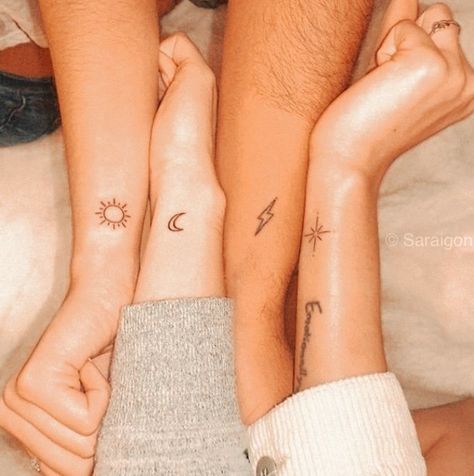 4 Matching Tattoos, Group Tattoos, Matching Bff Tattoos, Cousin Tattoos, Maching Tattoos, Matching Friend Tattoos, Cute Matching Tattoos, Small Matching Tattoos, Matching Best Friend Tattoos