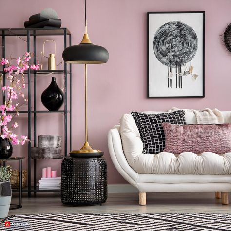 41 Black White Pink Living Room Decor Pink And Black Home Office, White Black Pink Aesthetic, Black White And Pink Living Room, Black White And Pink Aesthetic, Pink Black Living Room, White Pink Living Room, Pink Black Room, Black Room Design, Designing A Living Room