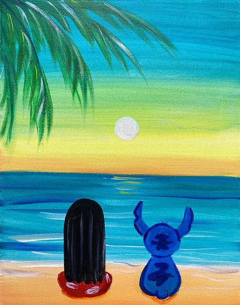 Disney Canvas Paintings, 2022 Summer Fashion, Cute Easy Paintings, Disney Canvas Art, Lady Clothes, Beach Art Painting, Disney Canvas, Disney Paintings, Sky Art Painting