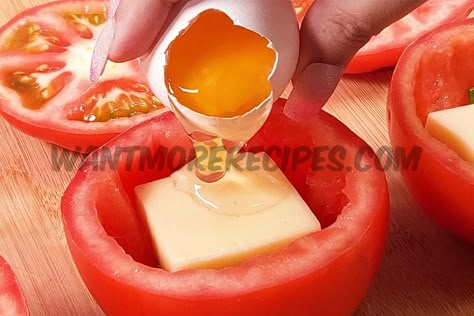 CLICK HERE AND WATCH THE VIDEO - STUFFED TOMATO WITH EGG Egg Stuffed Tomato, Baked Tomato Recipes, Lent Meals, Stuffed Tomato, Mediterranean Breakfast, Stuffed Tomatoes, Chinese Stir Fry, Lent Recipes, Copy Cat Recipe