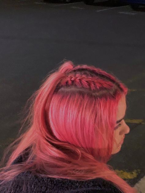 Grunge Braids, Pink And Blonde Hair Aesthetic, Pink Hair Dye Aesthetic, Short Pink Hair Aesthetic Faceless, Red Pink Hair Aesthetic, Egirl Hairstyle Color Red, Light Purple Hair, Temporary Hair Dye, Hairdo For Long Hair