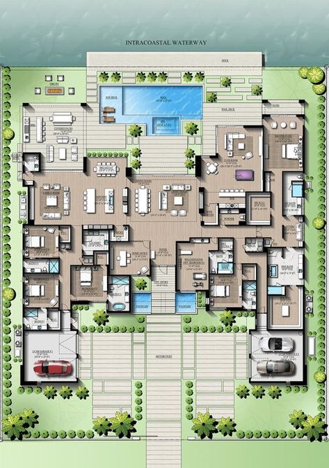 Mansion Floor Plan Luxury Houses, Mansion Floor Plans, Beautiful House Designs, Luxury House Floor Plans, House Models, Luxury Floor Plans, Modern House Floor Plans, House Plans Mansion, Mansion Floor Plan