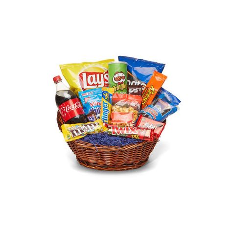 Deluxe Junk Food Basket ($50) ❤ liked on Polyvore featuring home, home decor, small item storage, flower basket, flower stem, chocolate basket, flower home decor and junk food clothing Snacks Junk Food, Snack Gift Baskets, Chocolate Basket, Candy Gift Baskets, Candy Birthday Cakes, Food Gift Baskets, Flower Home Decor, Candy Basket, Snack Gift