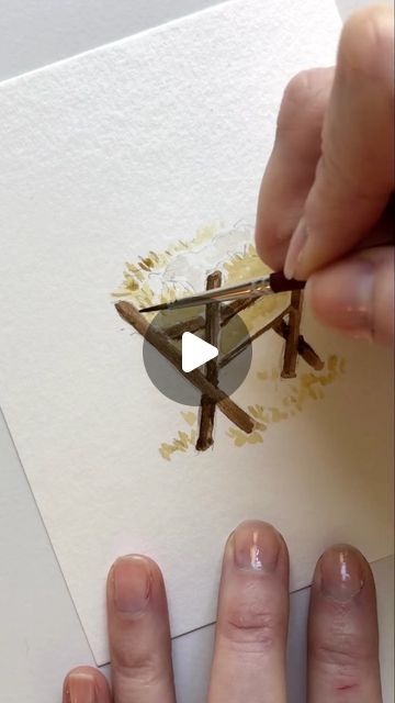 Emily Lex on Instagram: "Time for another watercolor time lapse! When creating the set of Christmas Truth for Today cards, I knew there had to be a manger. I thought about doing a whole nativity scene, but there’s just something simple and pure about a rustic manger with babe wrapped up inside."