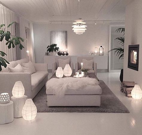 White Furniture, Living Room Inspo, Home N Decor, Front Room, Design Living, Design Case, Lamps Living Room, My New Room, Living Room Interior