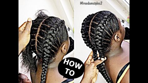 How To Cornrow For BEGINNERS / NEW METHOD [Video]  Read the article here - http://www.blackhairinformation.com/video-gallery/cornrow-beginners-new-method-video/ Cornrow For Beginners, How To Cornrow, Afro Hairstyles Braids, How To Braid, Kid Braid Styles, Short Hair Hacks, Short Box Braids, Two Braids, Girls Braids