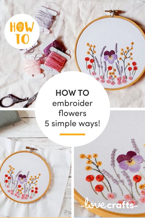 Floral Embroidery Techniques, Embroidery Beginner Pattern Free, Easy Diy Embroidery Patterns, Embroidered Flower Pattern, Small Floral Embroidery Patterns, Easy Floral Embroidery Patterns Free, Small Flower Embroidery Designs Easy, Beginning Embroidery Patterns, How To Embroider Flowers Tutorials