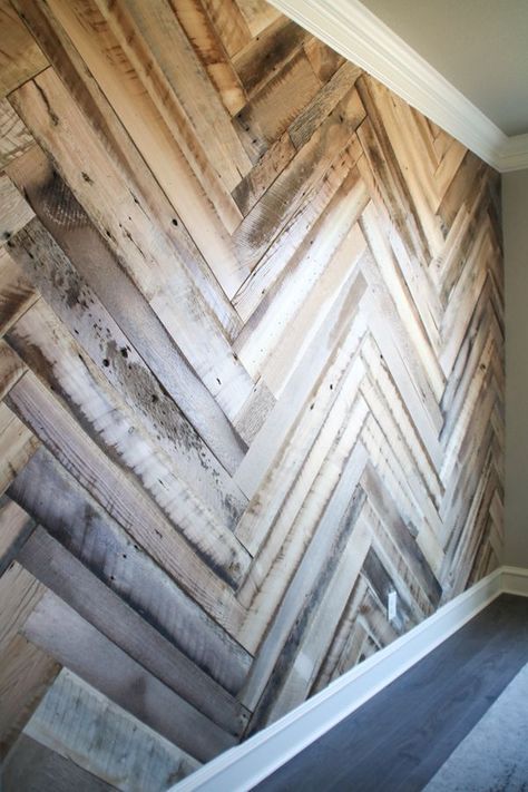 Wall Tiles Living Room, Free Furniture Plans, Basement Decoration, Wood Feature Wall, Herringbone Wall, Diy Barn, Wood Pallet Wall, Basement Makeover, Wood Accent Wall