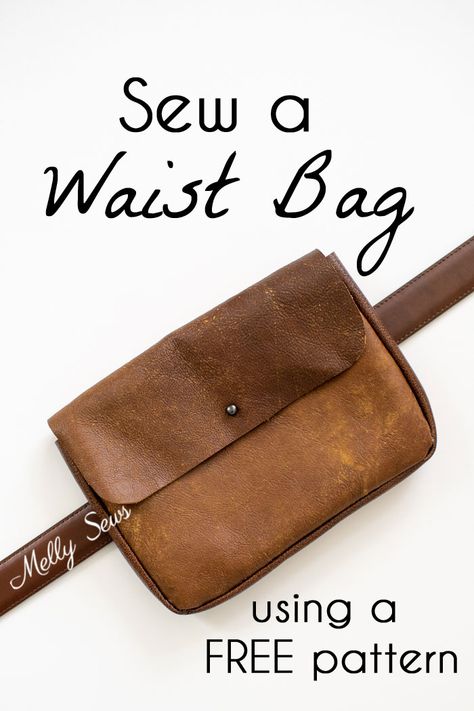 Sew a waist bag - DIY belt bag or fanny pack using a free pattern - Melly Sews Leather Waist Bag Pattern Free, Waist Bag Sewing Pattern, Free Belt Bag Pattern, Diy Belt Bag Pattern, Diy Leather Belt Bag, Easy Leather Projects Free Pattern, Leather Bag Pattern Templates, Diy Fanny Pack Pattern Free, Diy Waist Belt