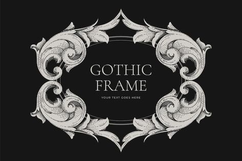 Gothic Design Elements, Canva Gothic Elements, Gothic Graphic Design, Gothic Frames, Gothic Ornament, Ornamental Elements, Gothic Illustration, Gothic Frame, Frame Ornaments