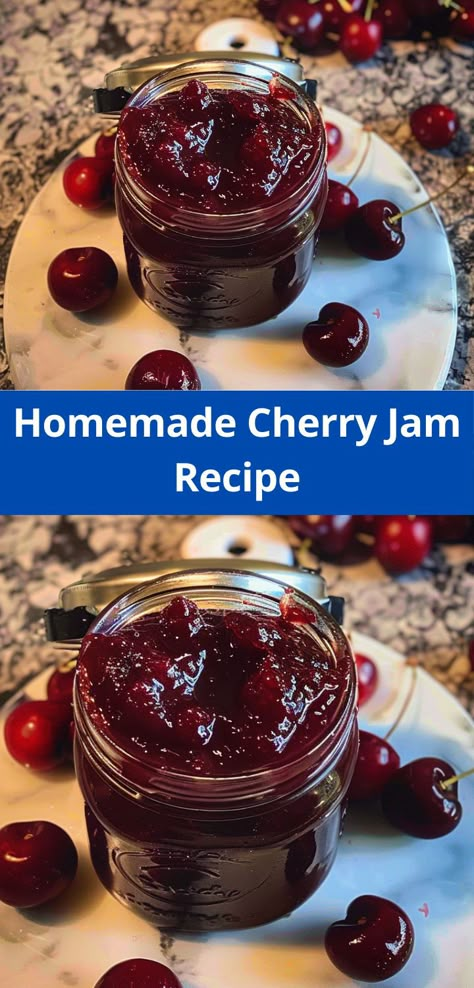 Craving a new cherry dessert? Try this Homemade Cherry Jam Recipe. A delightful addition to your dessert recipes, perfect for those who love cherry flavors. Sour Cherry Jam Recipe, Cherry Jelly Recipes, Homemade Cherry Jam, Cherry Jam Recipe, Tasty Chicken Recipes, Fresh Cherry Recipes, Cherry Recipes Dessert, Sour Cherry Jam, Cherry Jam Recipes