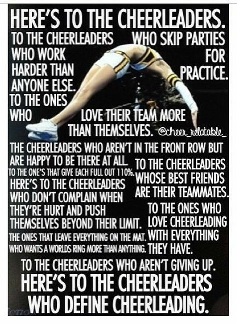 Funny Cheer Quotes, Cheerleader Quotes, Cheer Sayings, Inspirational Gymnastics Quotes, Cheer Tips, Cheer Flyer, Cheer Hacks, The Cheerleaders, Competition Cheer