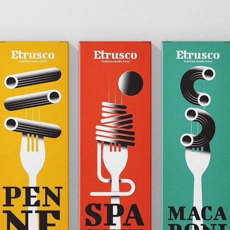 World Brand Design Society on Instagram: ". 3rd Floor @3rd_floor_breda - Etrusco Pasta Packaging Design Concept . Get Featured and Enter the WBDS Awards: Links in Bio . I created a set of illustrations using a distinct visual style using geometrical shapes and a limited colour pallet highlighting the different pasta shapes. . #digitalart #pasta #visualidentity #digitalillustration #geometric #visualart #illustration #graphicdesign #typography #branding #illustrator #vector #brandidentity #lette Packaging Design Concept, Packaging Design Typography, Pasta Branding Design, Geometric Packaging Design, Italian Packaging Design, Pasta Typography, Pasta Graphic Design, Italian Food Branding, Pasta Sauce Packaging Design