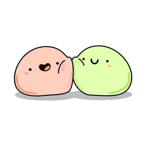 Mochi Drawing, Kawaii Cute Drawing, Cute Drawing Cartoon, Kawaii Mochi, Sticker Food, Cute Owls Wallpaper, Ball Drawing, Comic Layout, Cute Puns