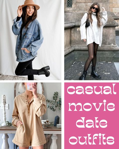 Movie Teather Date Outfit, What To Wear To Movies Outfits, Outfit For A Cinema Date, Outfit For Movies Date, Dresses For Movie Date, Outfits To Wear To The Movies Casual, Dinner Movie Date Outfit, Dinner And Movie Outfit, Movie With Friends Outfit